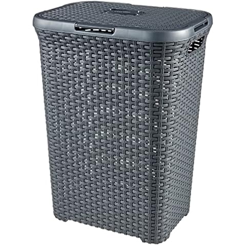 Curver 189211 60L Wicker Look Laundry Basket Cover