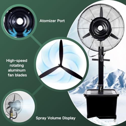 Ventilatore da pavimento industriale portatile con 3 velocità, ruote mobili per patio, garage, magazzino e officina (75 cm / 30in)