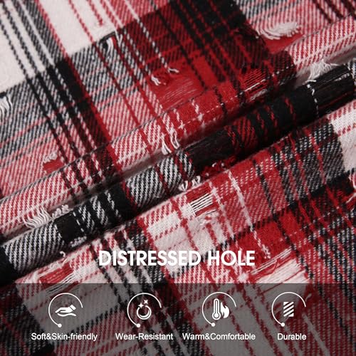Image of WARHORSEE Flannel Shirt for Men Long Sleeve Button Down Plaid Shirts