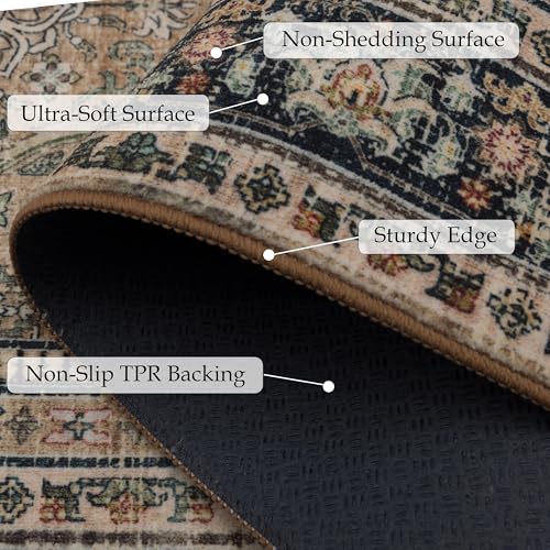 Image of Ruaruarug Washable Area Rug 8x10 for Living Room, Ultra Soft, Brown