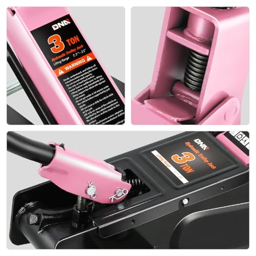 Image of DNA Motoring 3 Ton Low Profile Floor Jack, 3 tons (6000 lbs) Capacity Fast Lift Hydraulic Trolley Service /Floor Jack, 7.7 inch-21 inch Lifting Range, Pink, TOOLS-00674-PK