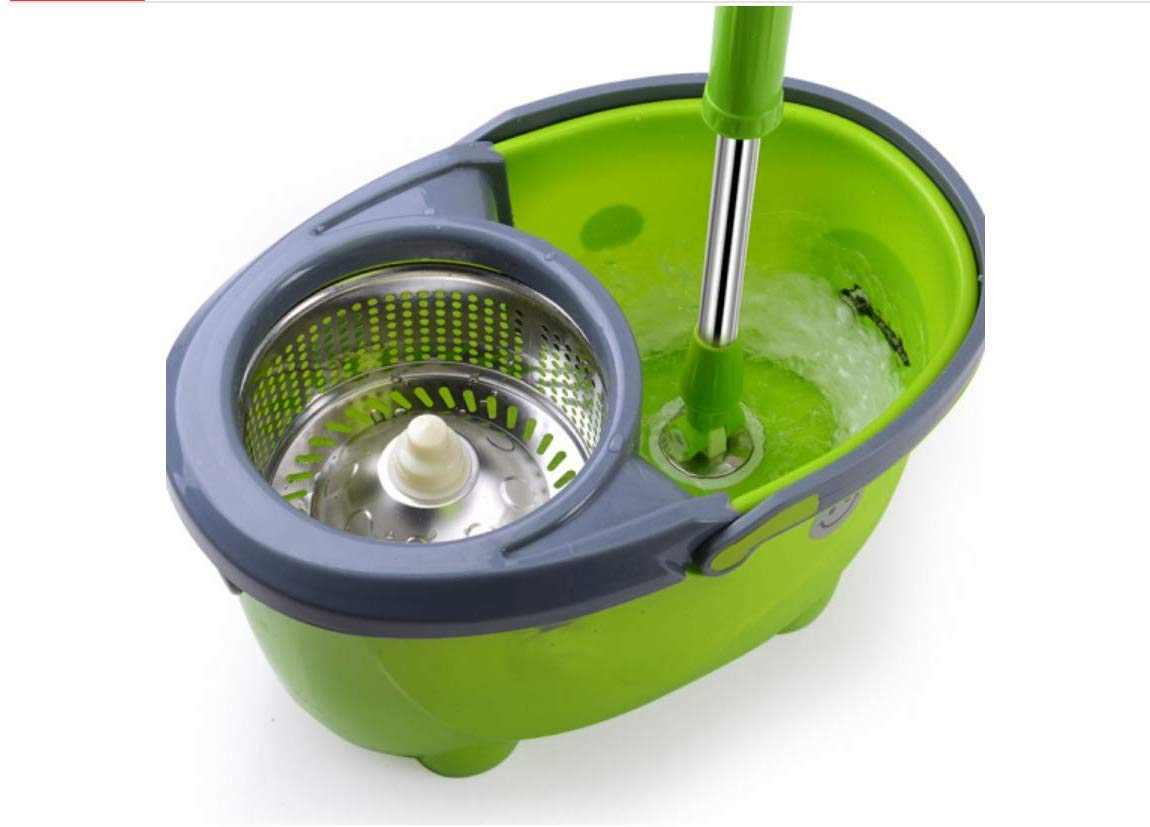 MU Double Drive Mop Secchio mano Press Rotary Mop Mop carrello in acciaio inox,verde