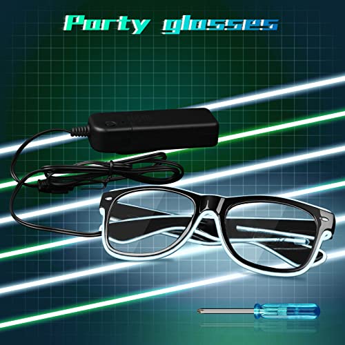 flintronic LED Glasses, Flashing LED Sunglasses Costumes, LED Glasses, 4 Modes, Ergonomic Design & High Comfort, with EL Wire - Image 3