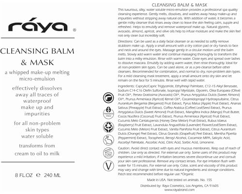 Image of Raya Facial Cleansing Balm and Mask (155) | Natural, Water-Soluble, Fluid Cleanser and Water-Proof Make-Up Remover for Combination and Dry Skin | Can Be Used as a Gentle Cleansing Mask