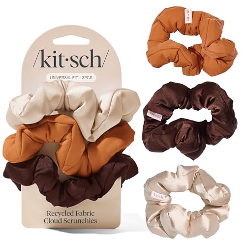 Image of Kitsch Scrunchies for Women - No Crease Hair Ties No Damage | Soft Polyester Scrunchies for All Hair Types | Stylish & Comfortable, For Ponytails & Buns | Ideal Gifts for Women - Sedona, 3pcs