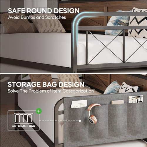 Image of LIKIMIO Twin Daybed with Pop Up Trundle & Charging Station & Storage Shelf