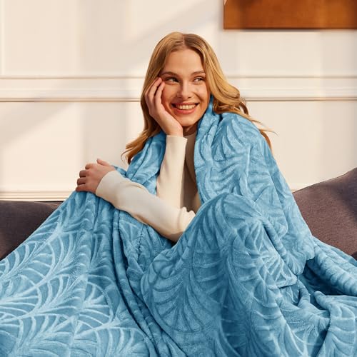 Whale Flotilla Flannel Fleece King Size Blanket for Bed, Soft Fluffy Velvet Bedspread Coverlet with Decorative Vintage Pattern for All Season, Warm and Lightweight, 90x104 Inch, Stone Blue