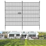10 Panels No Dig Decorative Outdoor Garden Fence with Gate for Yard, 40 in(H) X 23.6 ft(L) Animal Barrier Fencing Rustproof Metal Wire Panel Border for Dog, Rabbits, and Patio Temporary Ground Stakes