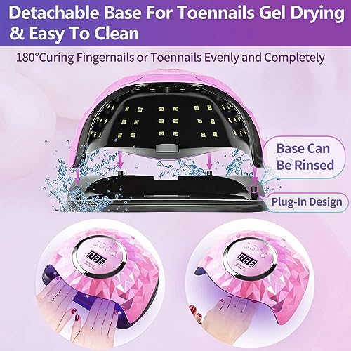 Red Square 248W UV LED Nail Lamp, UV Light for Nails Gel Polish with 60 Led Beads, Faster Curing Lamp LED Nail Dryer with 4 Timers and Auto Sensor, UV Lamp for Gel Nails Home... - Image 4