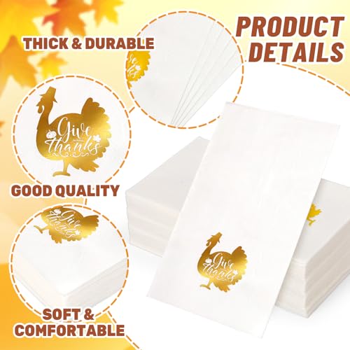 Serviettes jetables dinde dorée automne pour une table de Thanksgiving chaleureuse - 3