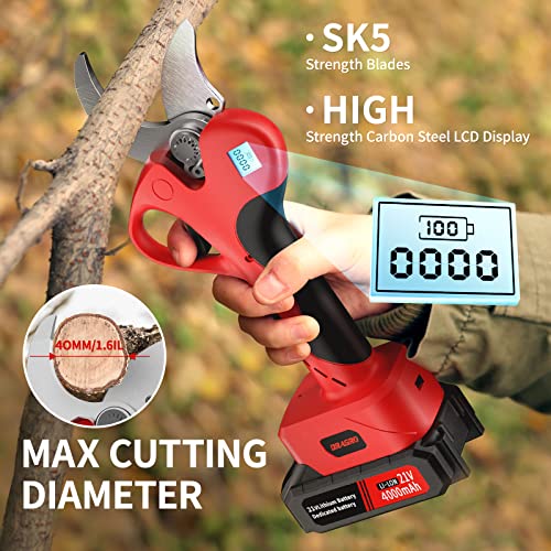 2-in-1 Electric Pruning Shears & 6in Cordless mini Chainsaw with Oil System,Cordless Pruner with 6 Ft High Reach Extension Pole,2Pcs 4000mAh Batteries,LCD Display (2 Blades&2 Chains)