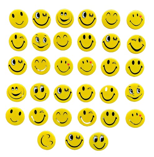 MSGH Smiley Emoji Colourful Expressions 3 CM Button Pins Badge Metal Brooch (Multicolour, 3 CM) - Set of 40 - Birthday, Office and Theme Party (DESIGN 3 (40 PCS))