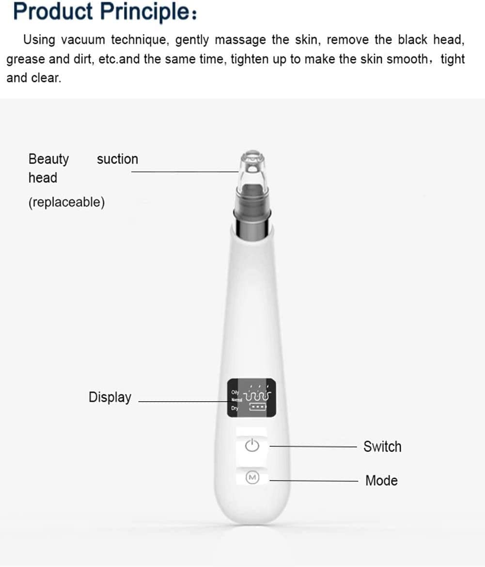 Extracteur de Points Noirs, Outil d'élimination des Points Noirs, aspirateur Facial électrique Rechargeable par USB, Outil d'élimination des Points Noirs avec 4 sondes d'aspiration