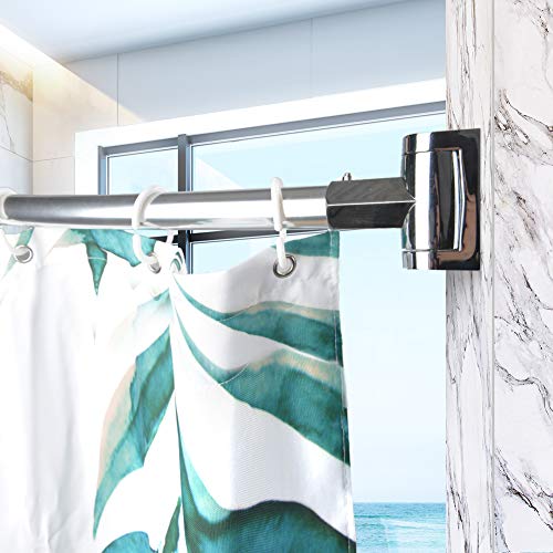 Adjustable Curved Shower Curtain Rod Rustproof Expandable Aluminum Metal Shower Rod 38-72 Inches Telescoping Design Exquisite Customizable for Bathroom,Chrome - Thumbnail 3