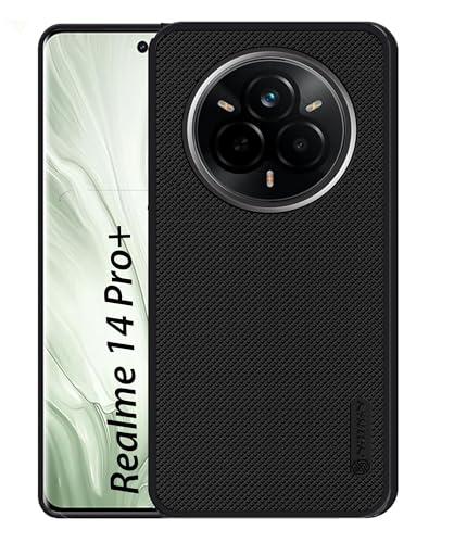 Image of Silicone Back Cover Case Compatible For (Textured Grip Design | Camera Protetion | Slim And Light Weight | Soft Touch And Feel | Black) (Realme 14 Pro+)