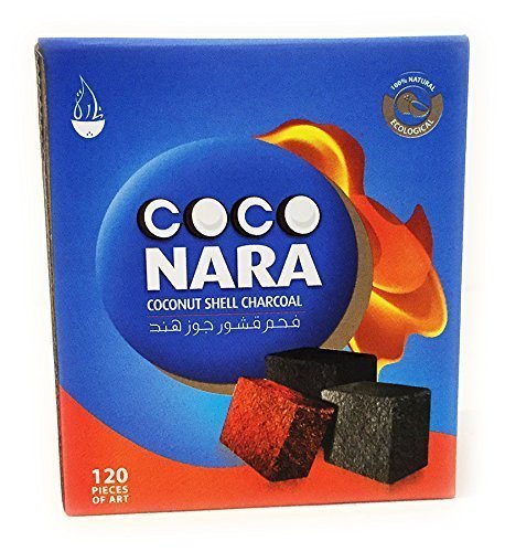 CocoNara Natural Coconut Shell Hookah Charcoal, 120 Piece