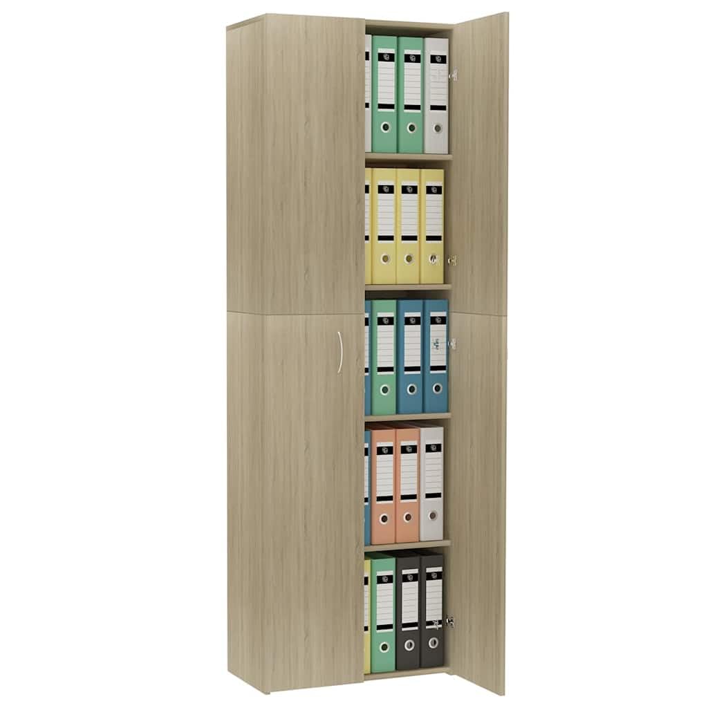 Armadio da ufficio Sonoma rovere 60 x 32 x 190 cm, in legno con 5 ripiani e due ante per elegante organizzazione di uffici e archiviazione stabile di documenti