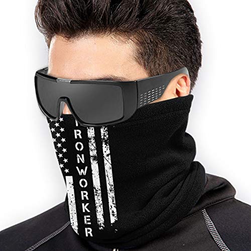 Ironworker America Flag Outdoor Mouth Mask Windproof Sports Face Mask Dust Shield Scarf Men Woman Neck Warmer Bandana Black