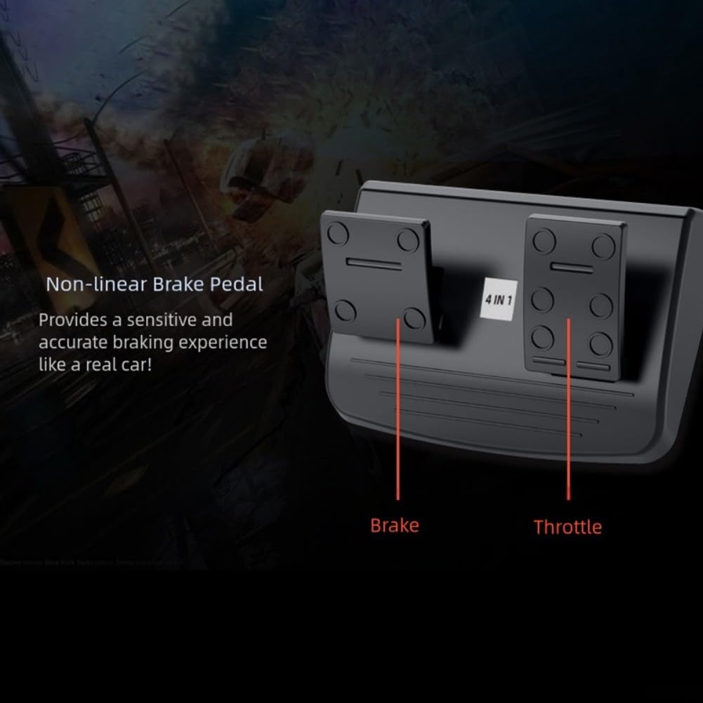Volante de carreras inalámbrico con pedales y cambios, volante de juego para televisores inteligentes de PC PS4, controlador ergonómico ABS para simuladores de conducción de automóviles, rojo o azul
