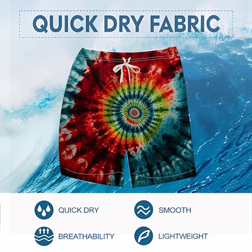 Novelty Tie-Dye Board Shorts Funny Psychedelic Graphic Beach Shorts3