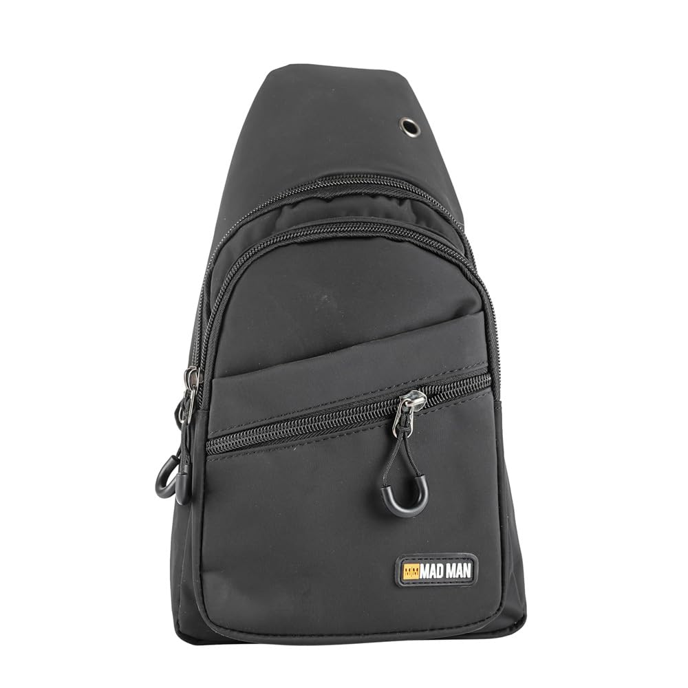 Mad Man 33239 Bandit Fastpack Sling 11.5 x 7 x 2 Inches, Durable Polyester Active Backpack, Travel Daypack, Crossbody Bag, Midnight Black