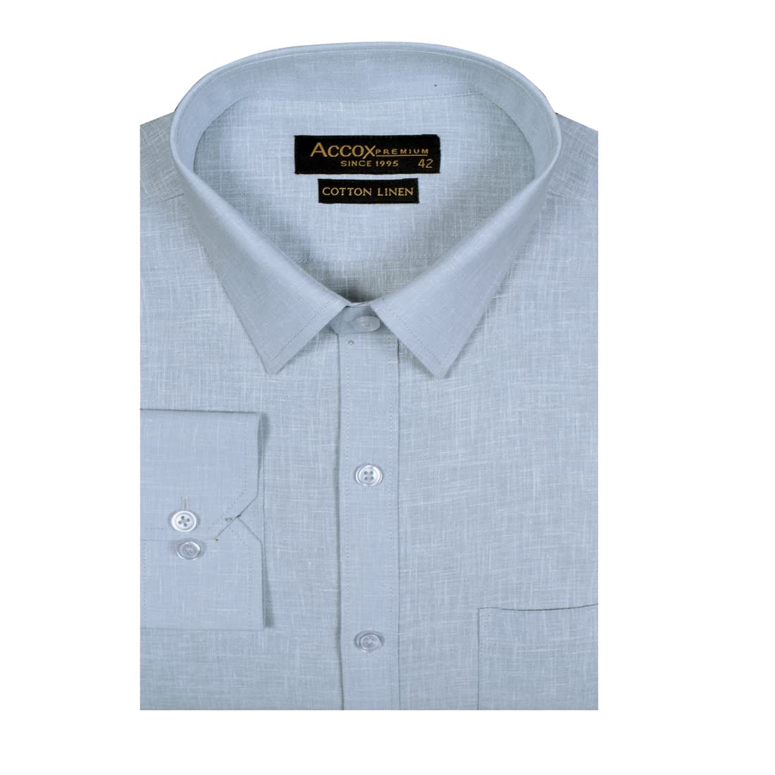 accox Men's Long Full Sleeves Regular Fit Cotton Linen Formal Plain Shirts(GCR51)-picture-50