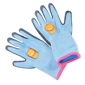 Garneck Kinder Gartenhandschuhe Blau Löwenmotiv