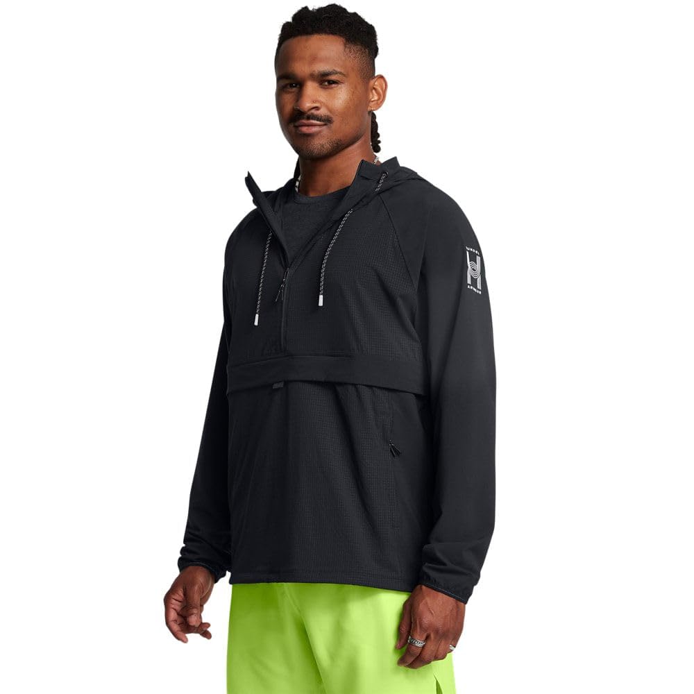 Under Armour Uomo Run Anywhere Anorak Abbigliamento Da Corsa Giacca Running Nero - Nero