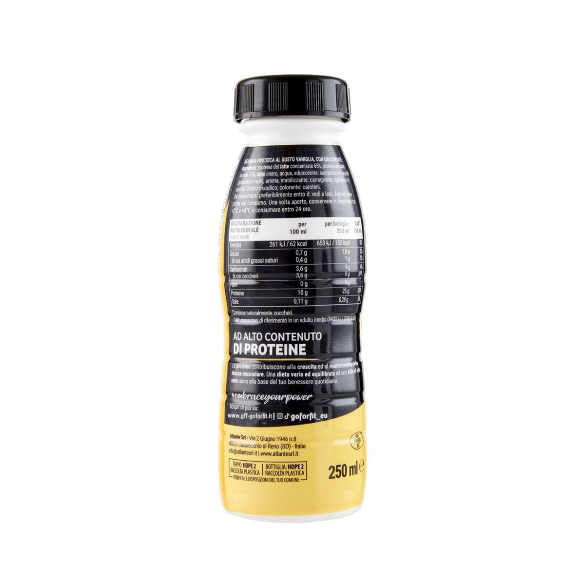 GFF GO FOR FIT GFF Go For Fit | Drink Proteico Gusto Vaniglia, Bevanda a Base di Proteine del Latte, Basso Contenuto di Grassi e Senza Zuccheri Aggiunti, 12 x 250ml