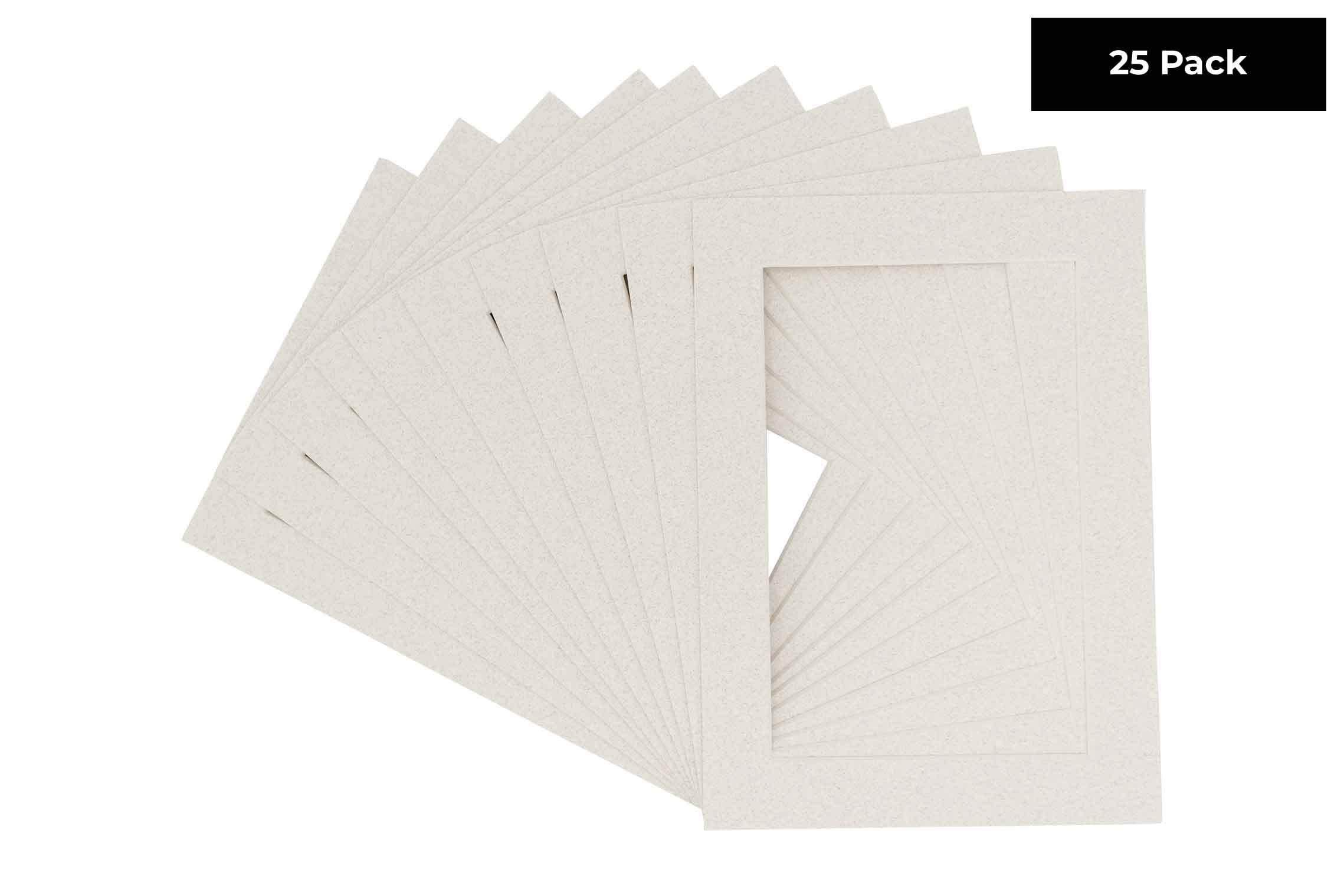 Pack of 25 Acid Free 12x16 Mats Bevel Cut for 9.5x13 Photos - Oyster Shell White Precut Matboards For Pictures, Photos, Framing - 4-ply Thickness