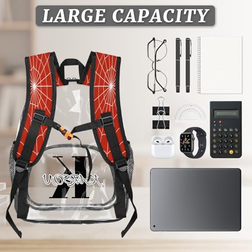 Personalized Spiders Web Small Clear Backpack Stadium Approved Heavy Duty PVC Plastic Custom Transparent Backpacks See Through Bag with Name3