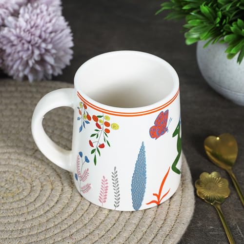 Image of CRAF10 Green Stag Ceramic Tea /Coffee Mug - Single Piece, 330 ML, Elegant & Durable, Office use