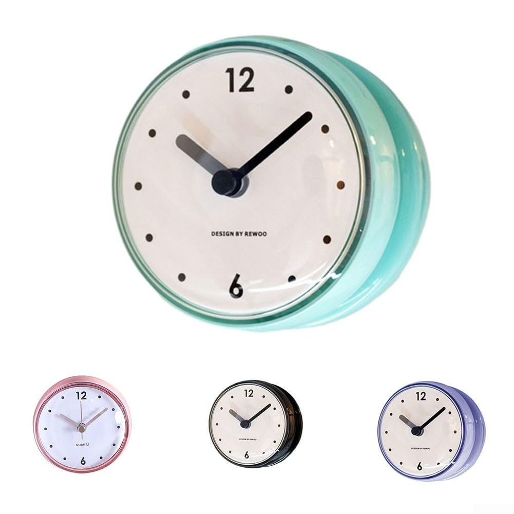 Reloj de pared silencioso de cuarzo con ventosa, 7,5 cm, impermeable, antivaho, pequeño reloj de espejo de baño para ducha, cocina, cocina, uso con soporte de ventosa y esfera para leer, hogar