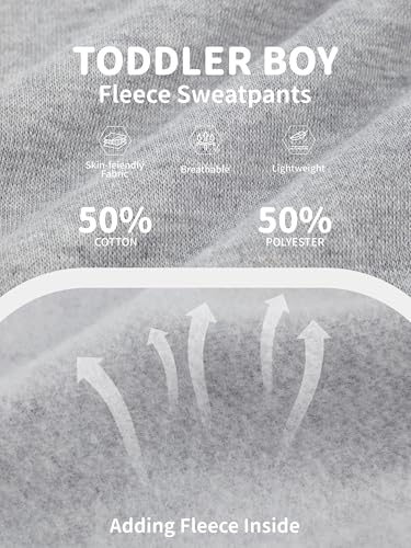 3 Pack Fleece Toddler Boys Sweatpants Kids Joggers Soft Cotton Toddler Boys Girls Sweatpants with Pocket Drawstring2