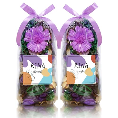 Qingbei Rina Spring Potpourri Bags,Lavender Scented Potpourri Bowl Filler,Purple Decorative Dried Flowers,Home Fragrance Sachet of Petals, Vase Fillers,Bathroom Decor(8.4 oz)