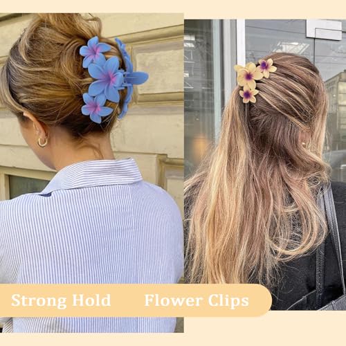 6 Pzas Pinzas Grandes Mate con Flor Hawaii miniatura 4