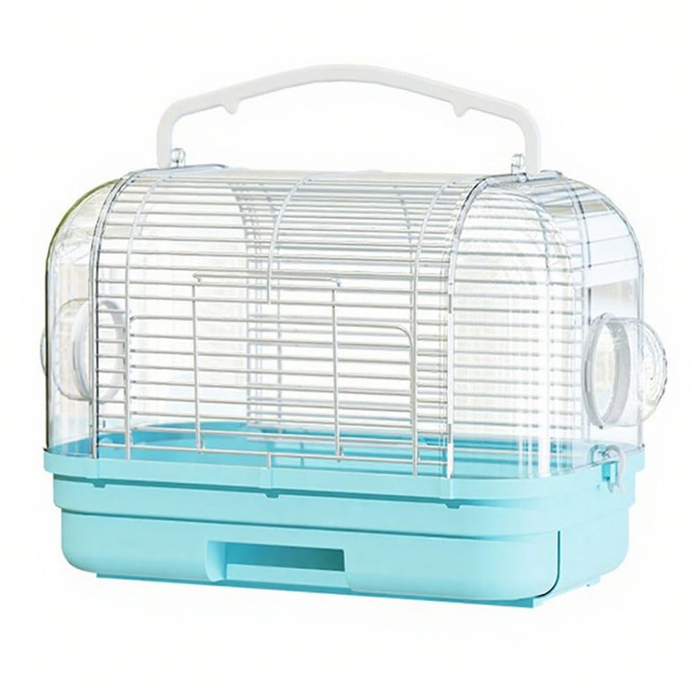 Gabbia per uccelli Gabbia for pappagalli portatile Borsa for uccelli portatile da esterno Cassetto profondo Telaio staccabile Calopsitte Per uso domestico(Blue)