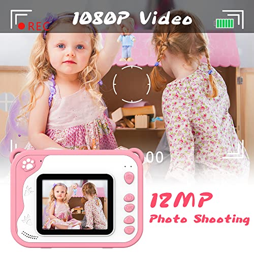 Ushining Camera For Kids Instant Print, 12Mp Kids Digital Camera Aged 3-12 Ink Free Printing 1080P Video Camera For Kids With 32Gb Sd Card,Color Pens,Print Papers (Pink) #TOP3