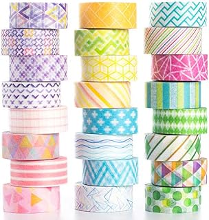YUBBAEX Washi Tape Pastel Decorative Tape for DIY, Crafts, Gift Wrapping, Scrapbook Supplies (Mini Graphics 24 Rolls)