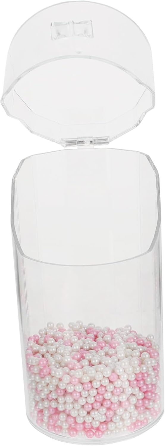 CALLARON Makeup Brush Holder Organizer Box with Lid and Pearls for Display