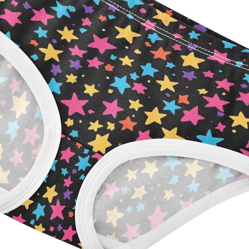 Wusikd Colorful Stars Girls' Underwear Cotton Black Girls Briefs Soft Toddler Underwear 2T4