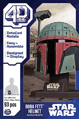 4D Build - Star Wars 3D Puzzle - 93 Piece Star Wars Model - Saga Inspired Boba Fett Helmet - Adult Puzzle - Collectible Construction Game - Adult Toy - Child Game 12+