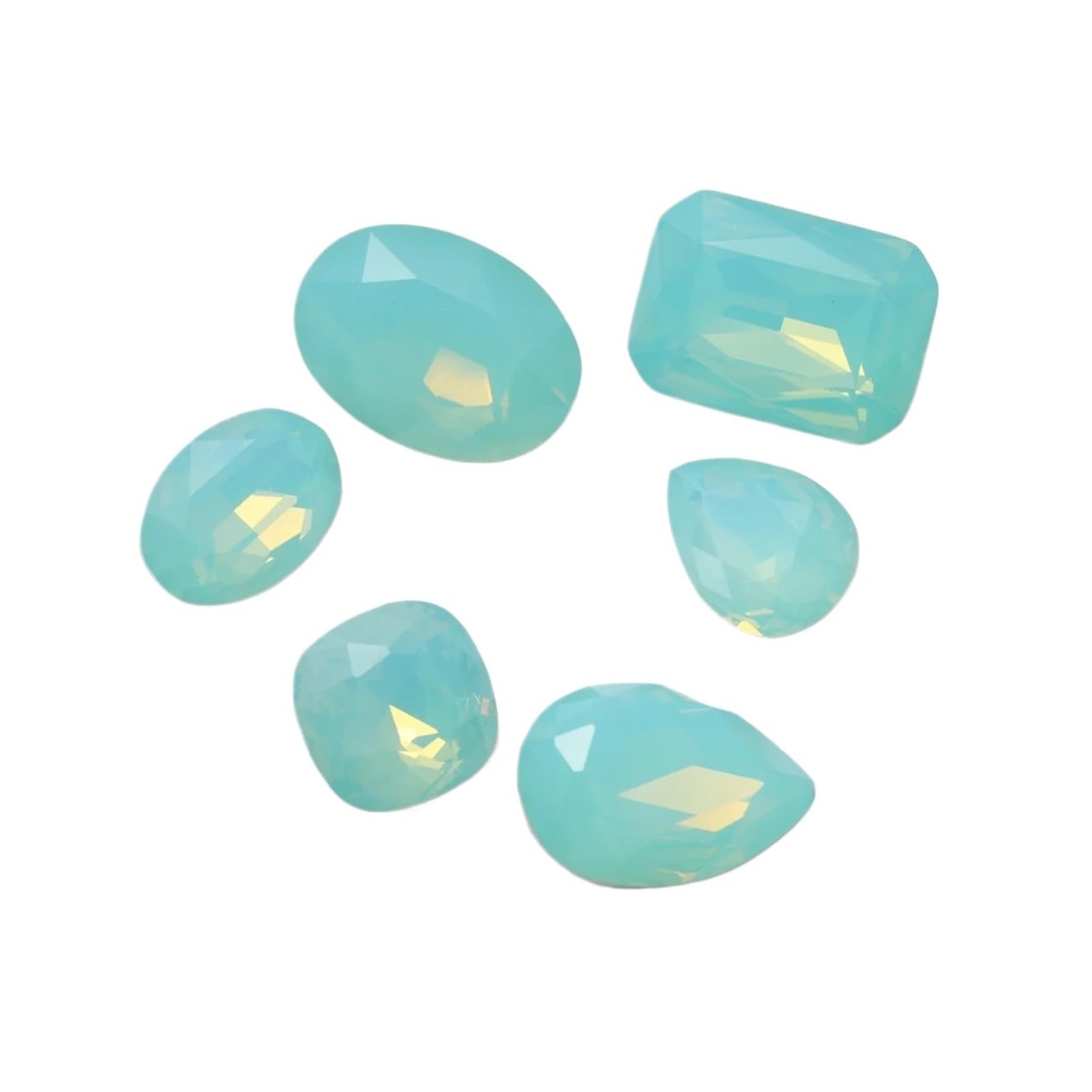 20 Stück Aquamarin-Opalglas-Strasssteine, Pointback, zum Aufkleben, Glitzer, Kristall, Strass, Schmuckherstellung, Zubehör (Tropfen 13 x 18 mm)