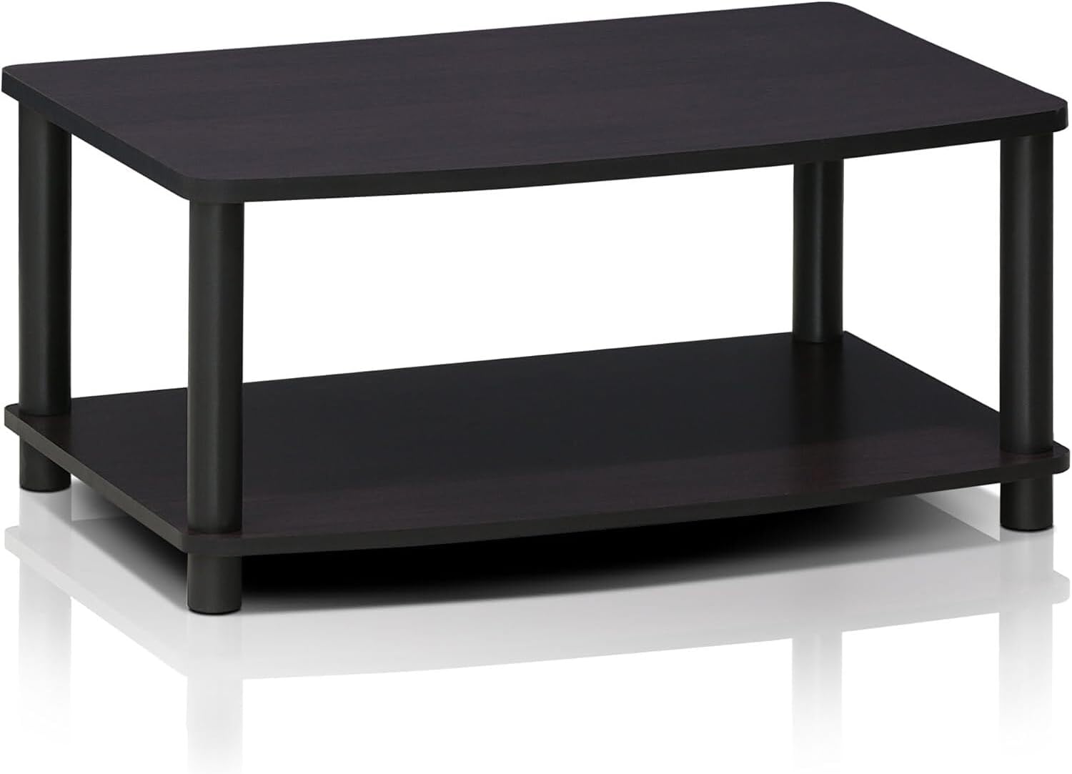 HomeStock Artisanal Artistry Tiered Elevated Tv Stand - Innovative Wooden TV Stand with Elevated Design, No Tools Required for Assembly, Perfect for Modern Living Rooms Dark Walnut/2 Tier