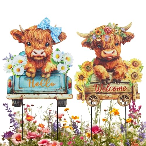 Décoration vache extérieur en métal d'art de jardin rustique
