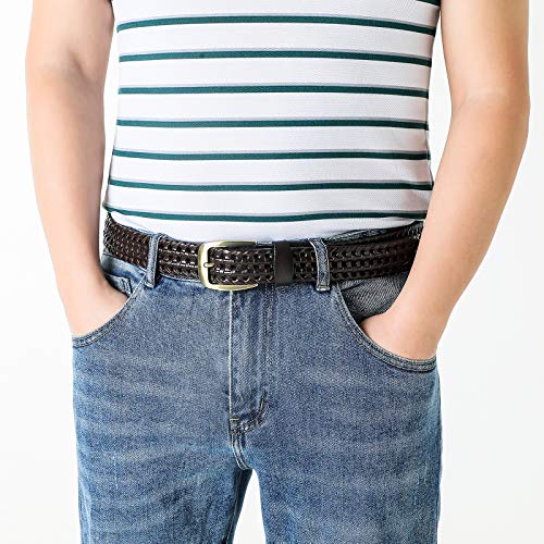 Men's Genuine Leather Braided Belt, Buckle Fashion Woven Strap2