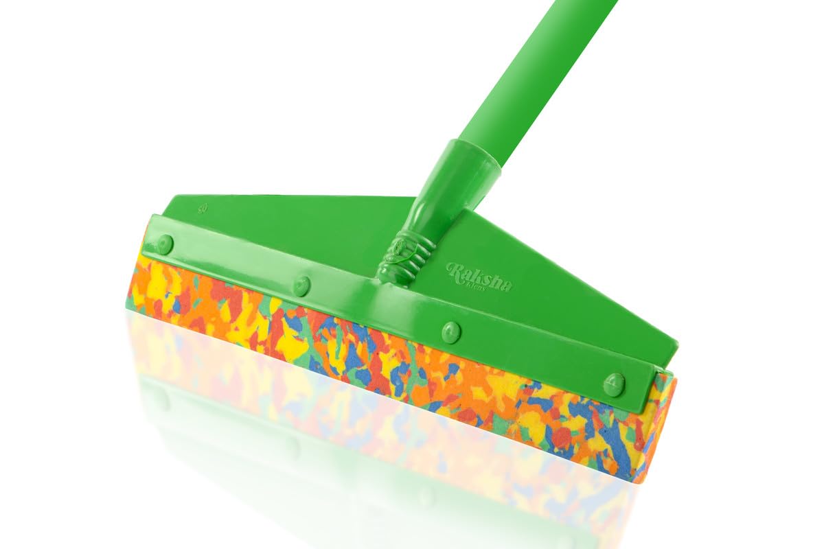 raksha klens plastic floor wiper 12 inch | compact durable wiper for fast water removal | easy floor cleaning | home and office use | green