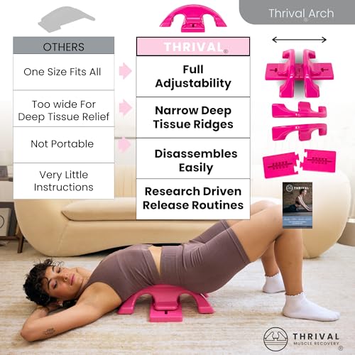 Image of Thrival Arch Back Stretcher - Psoas Muscle Release Tool App for Hip Flexor, Back, Glute, Iliacus, and Neck - Spine Decompressor, Trigger Point, and Myofascial Release - Pink