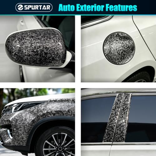Image of Spurtar Gloss Forged Carbon Fiber Vinyl Wrap for Cars Black, 1ft x 5ft