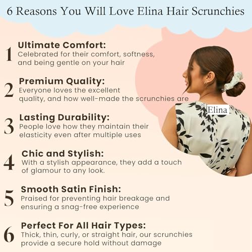 Image of Elina 12 Pcs Premium Satin Silk Scrunchies Full Length for Less Hair fall Rubber Band Anti-breakage Hair Ties for Girls Best Gift For Mom, Sister And Girlfriend (12 Pcs Mix Colors)